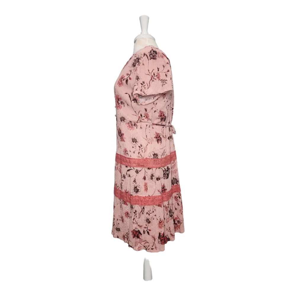 Maurices Pink Floral Lace Trim Baby doll Dress Size M - Picture 4 of 11